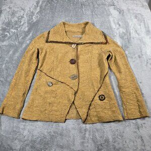 Canvasbacks Blazer Womens XS Golden Beige Art to Wear Lagenlook Casual Jacket